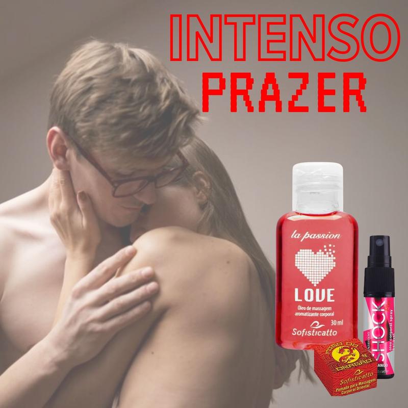 Kit Óleo Love Hot Morango, Óleo Shock Plus Morando e Pomada Fogo